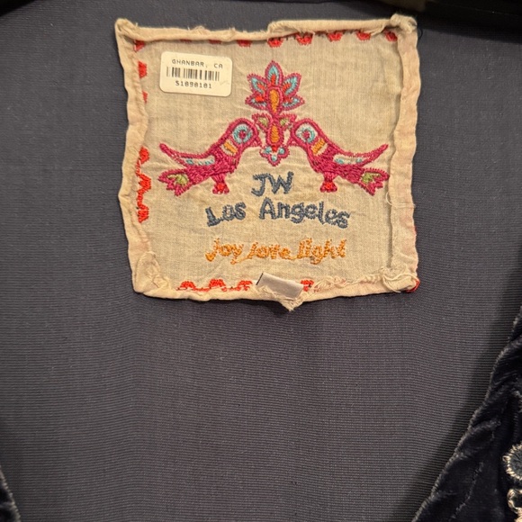 Johnny Was Blue Embroidered Top - Picture 2 of 7